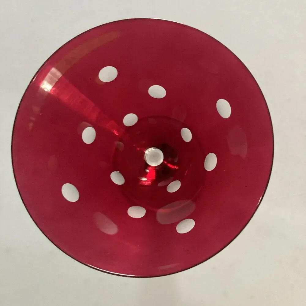 Unbranded Wine Glass Red Polka Dot Glass Excellent Condition